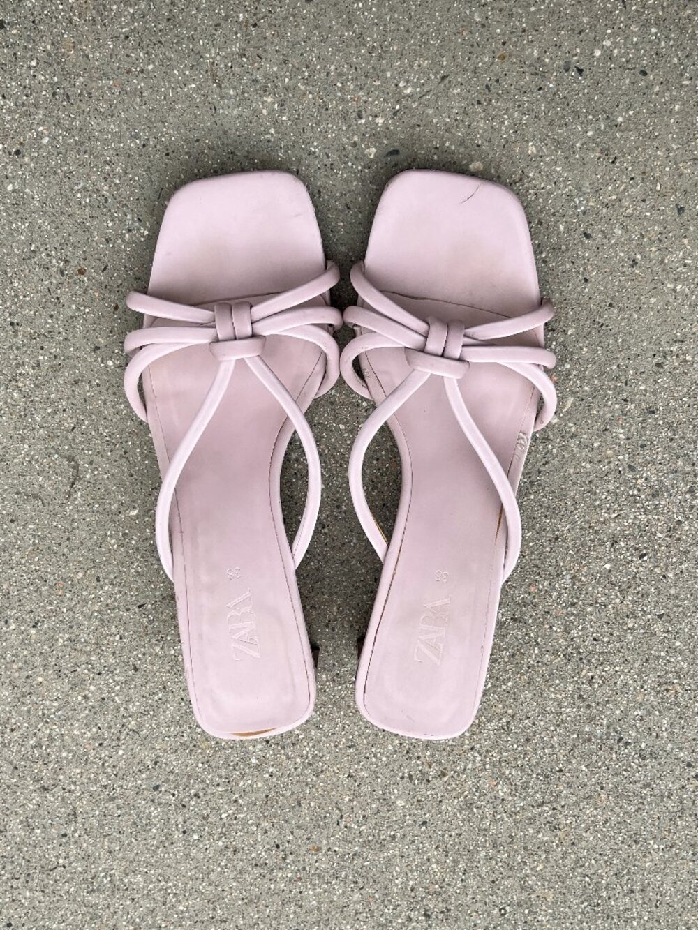 Zara Pink Knot Strappy Block Heels resort coquette feminine cottage barbie y2k